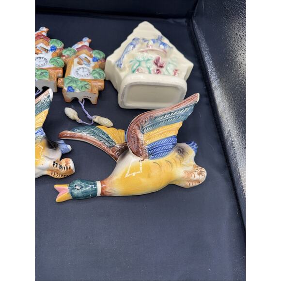 7 Piece vintage ceramic flying mallard duck wall pockets. Made In Japan - Picture 4 of 12